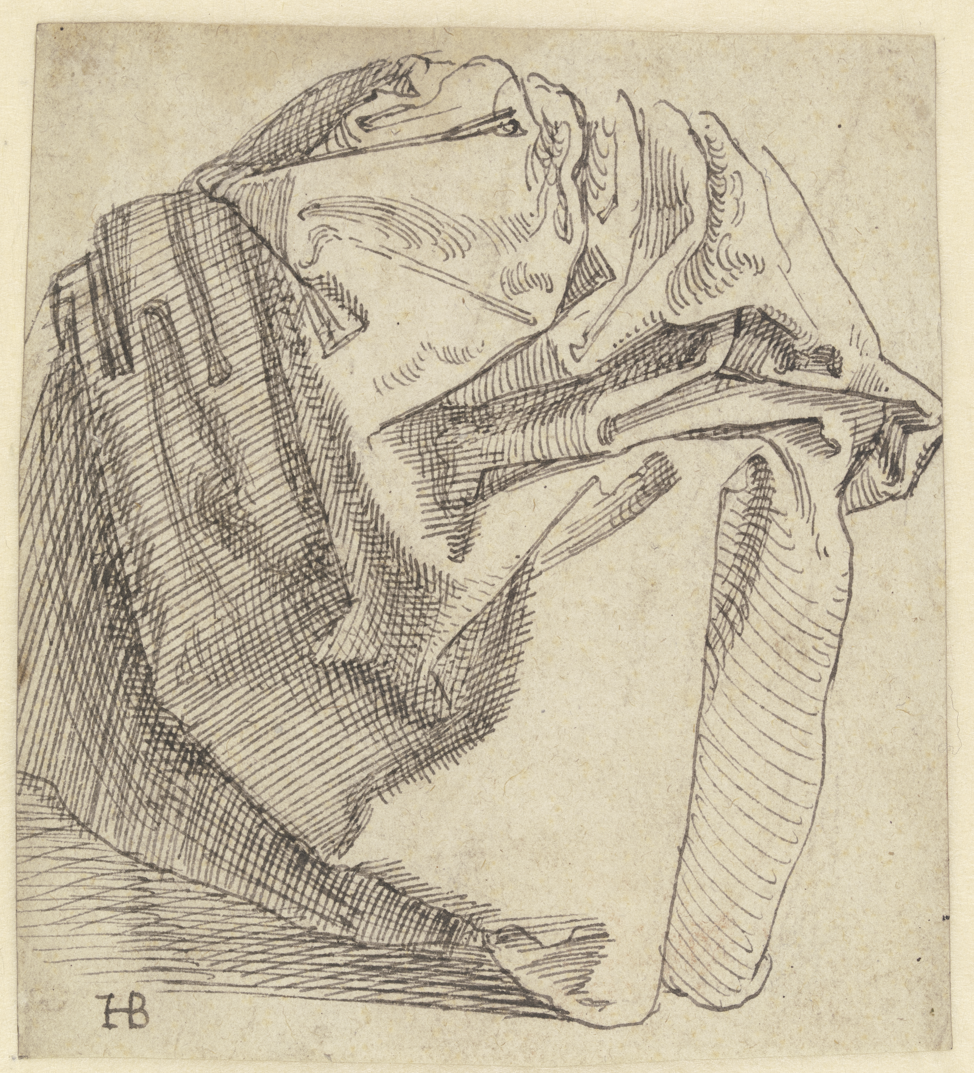 Draperiestudie nach dem Rock einer sitzenden Frau — Hans Brosamer