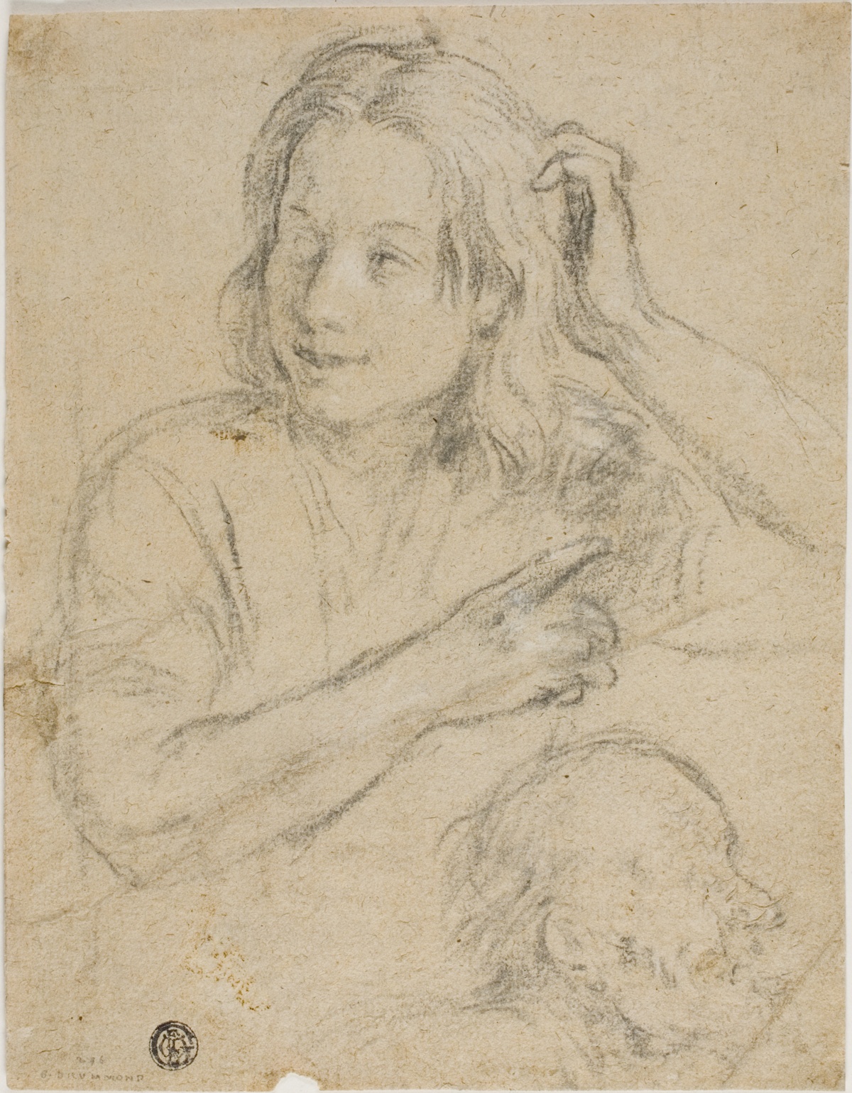 Boy with Hand on His Head and Profile of Old Man — Unbekannter Künstler