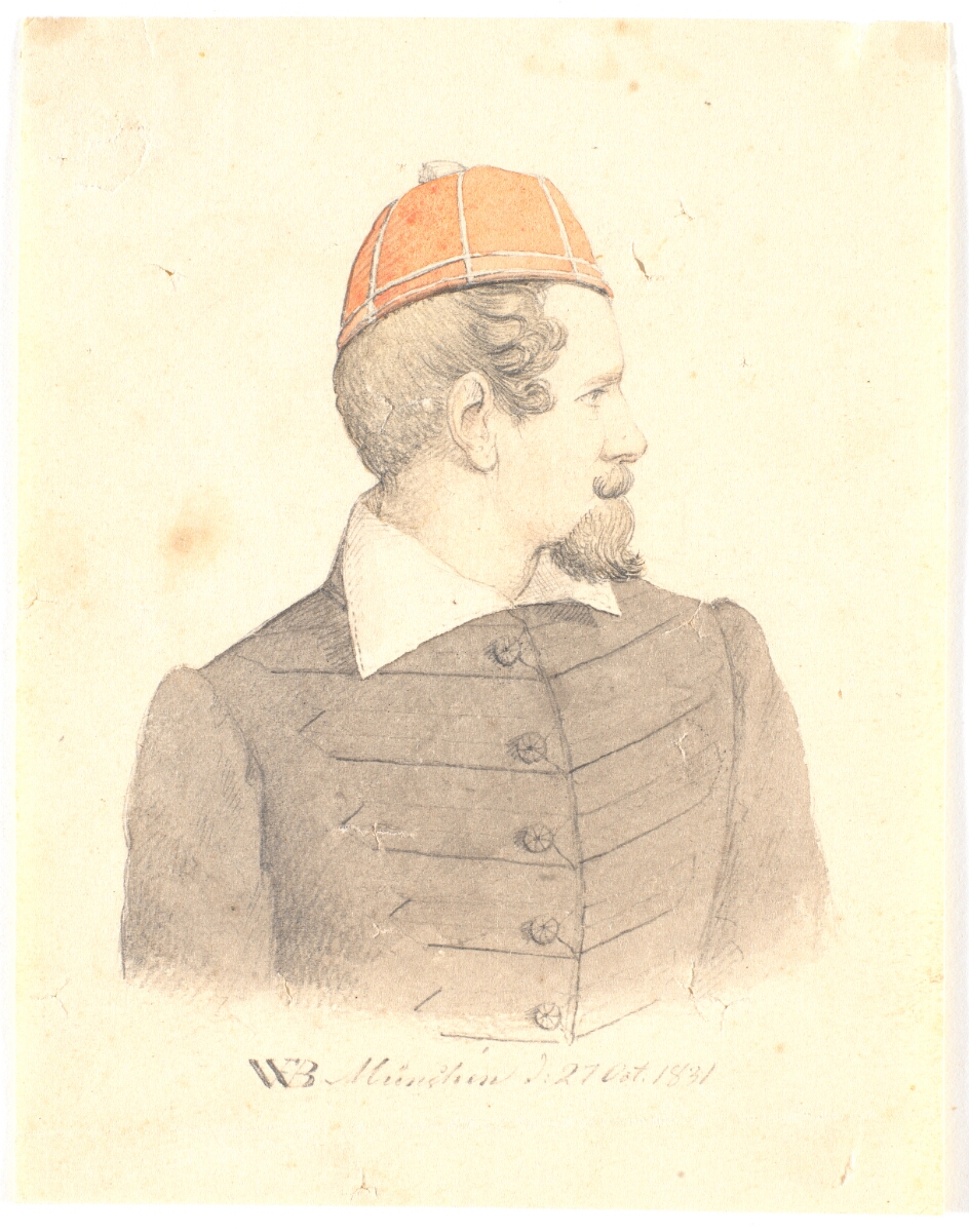 Selvportræt. Brystbillede, profil til højre — Wilhelm Bendz