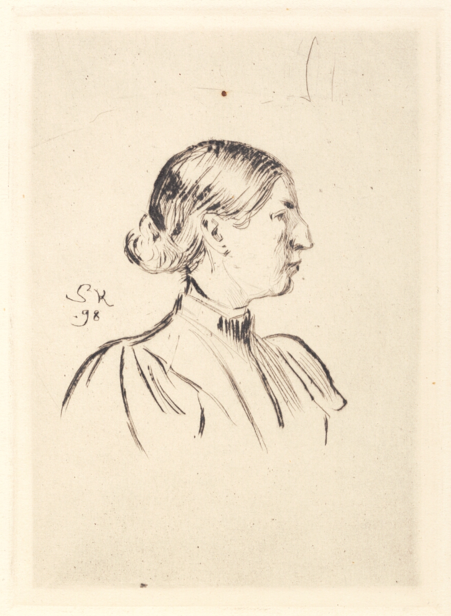 Portræt af Anna Ancher, profil — P.S. Krøyer