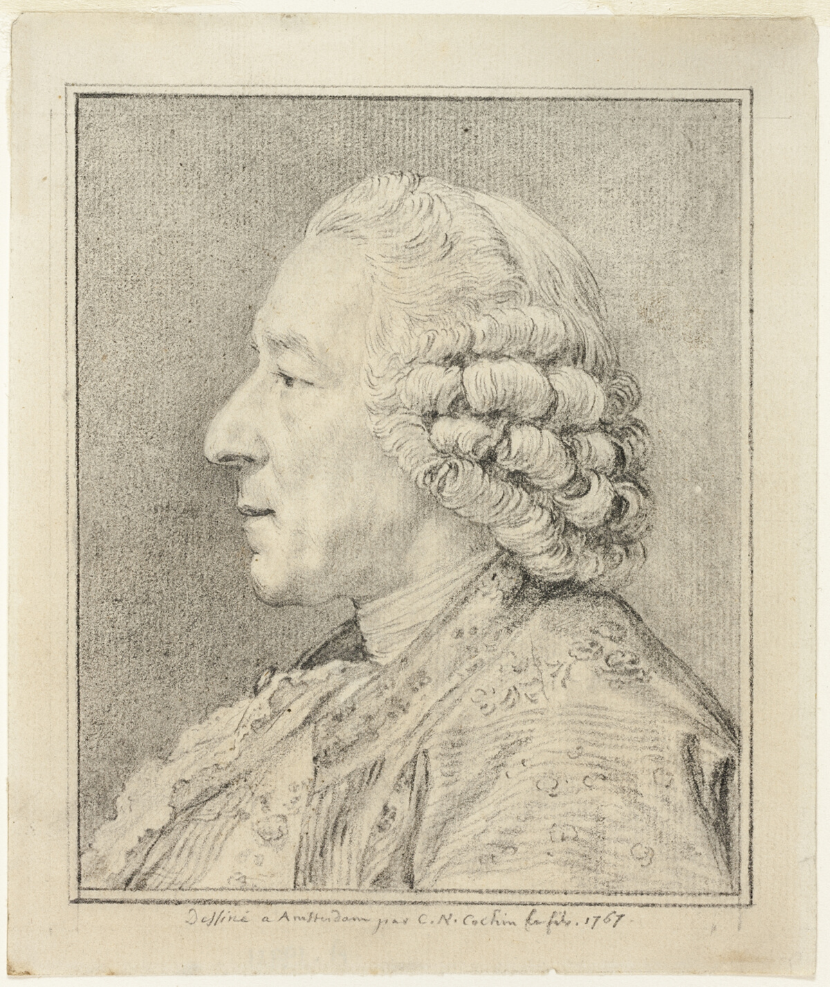 Bust of a Man in Profile to the Left — Charles-Nicholas Cochin, the younger