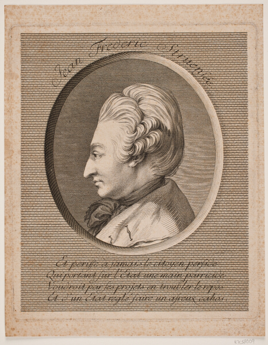 Profilportræt af J. F. Struense — J.M. Preisler