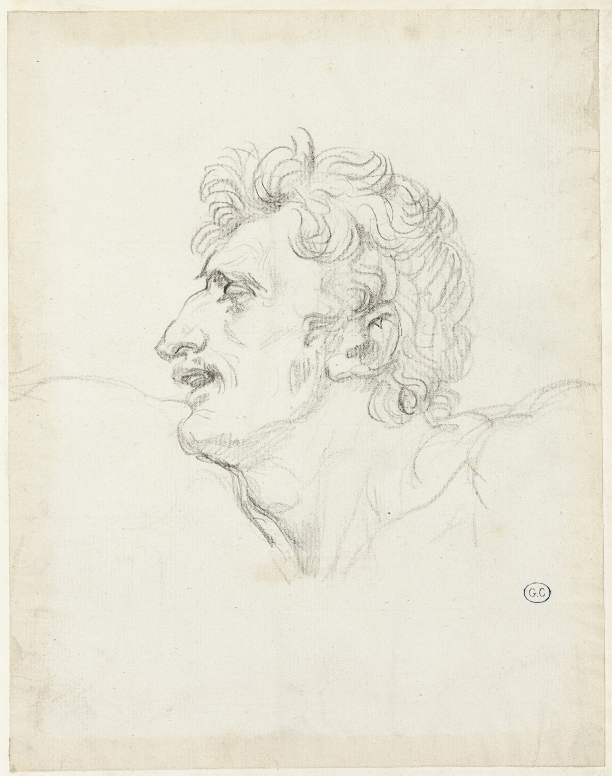 Head of a Man, Left Profile — Jacques Louis David