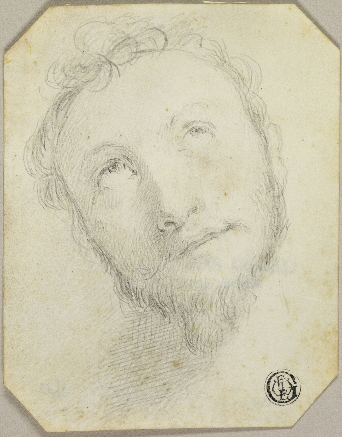 Head of Bearded Man Looking Upwards — Jonathan Richardson, the elder