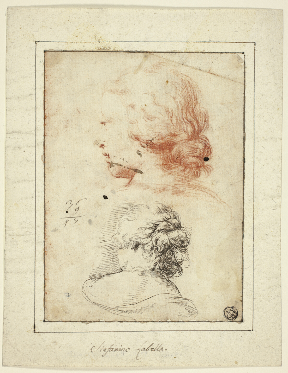 Two Studies: Female Head in Three-Quarter Profile; Female Bust Seen from the Back — Stefano della Bella