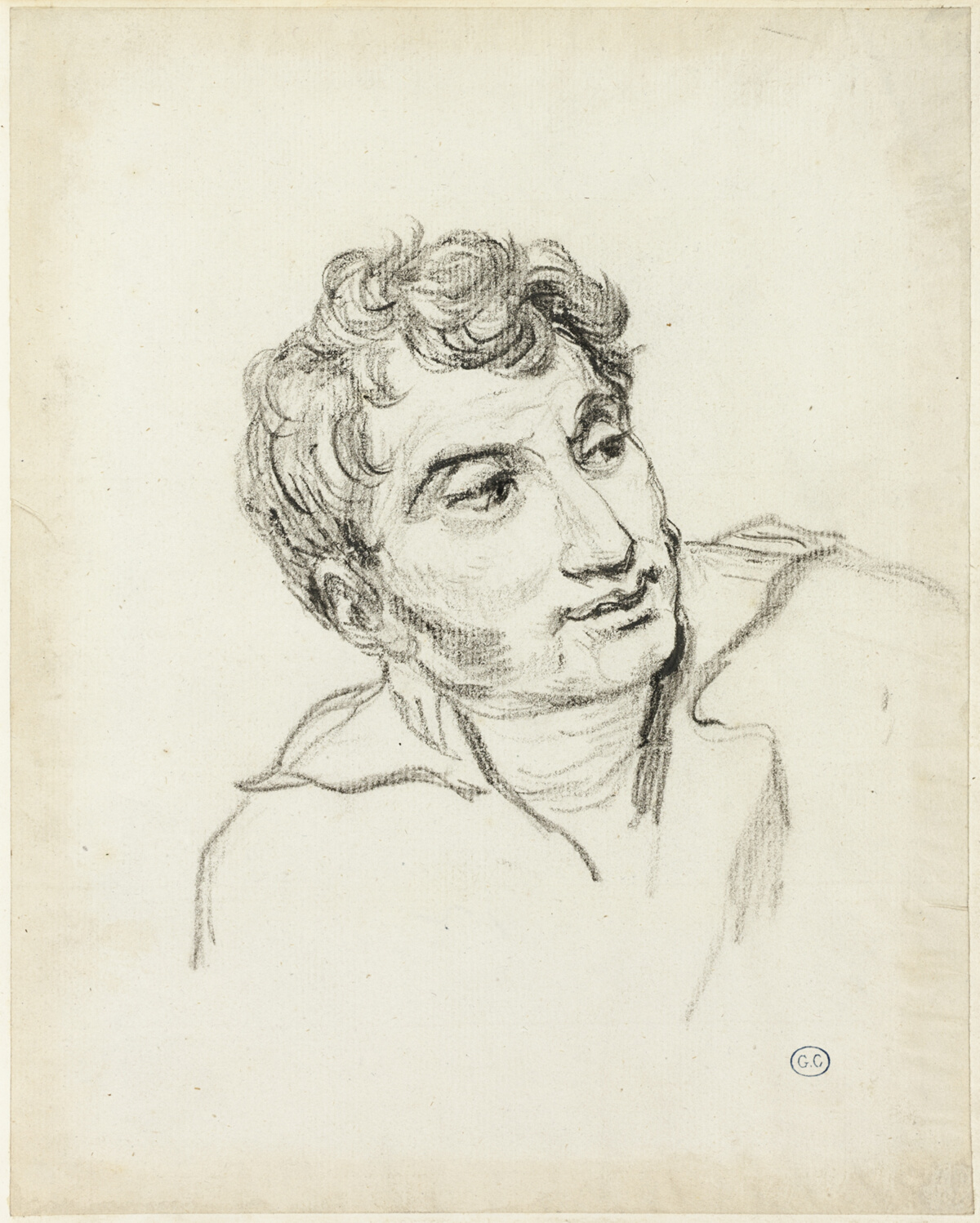 Bust of a Man, Head Turned to Right — Jacques Louis David