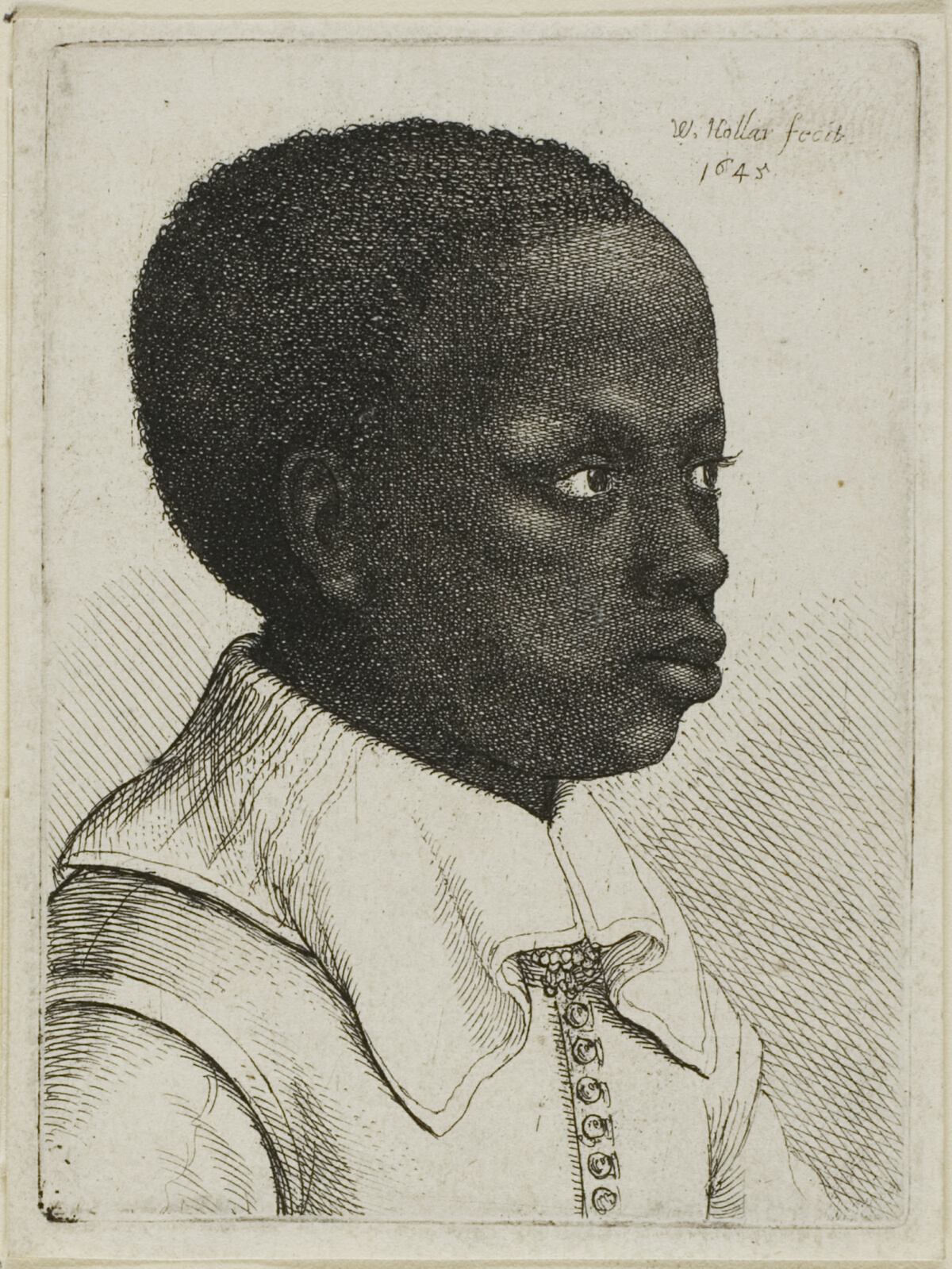 Head of a Young Black Boy in Profile to Right — Wenceslaus Hollar