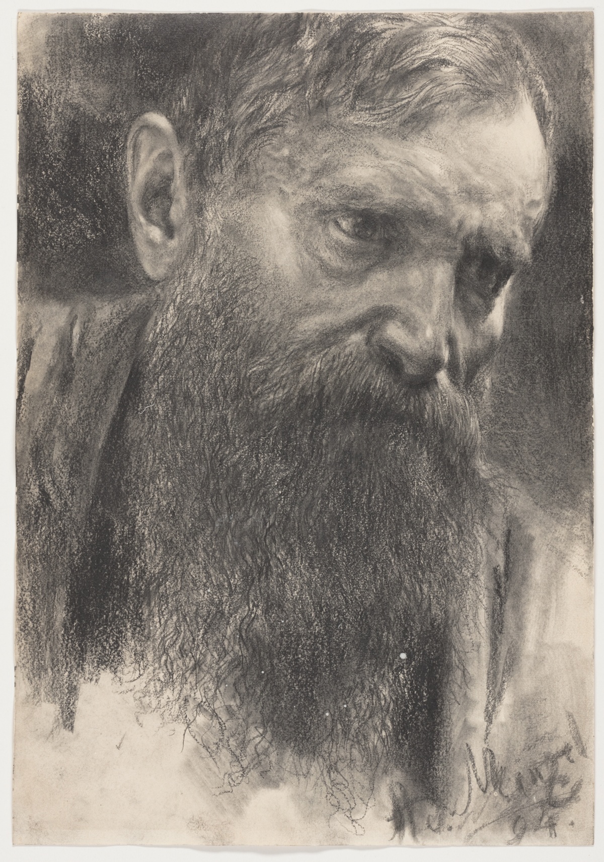 Head of a Bearded Man in Half-Profile — Adolph Friedrich Erdmann von Menzel