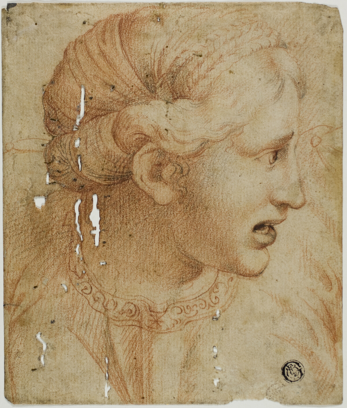 Female Head in Profile, Facing Right — Workshop of Raphael
