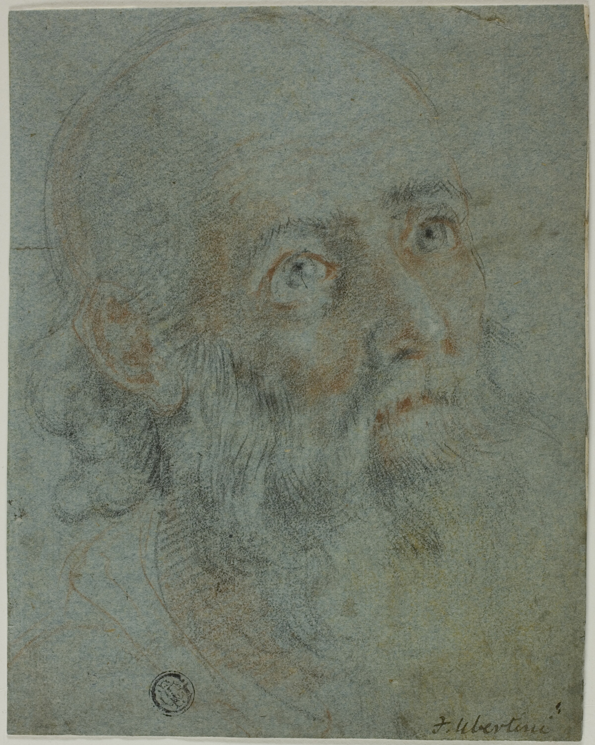 Head of a Bearded Man, Looking Up to Right: Study for Saint Catherine of Alexandria Disputing with the Pagan Priests — Cigoli