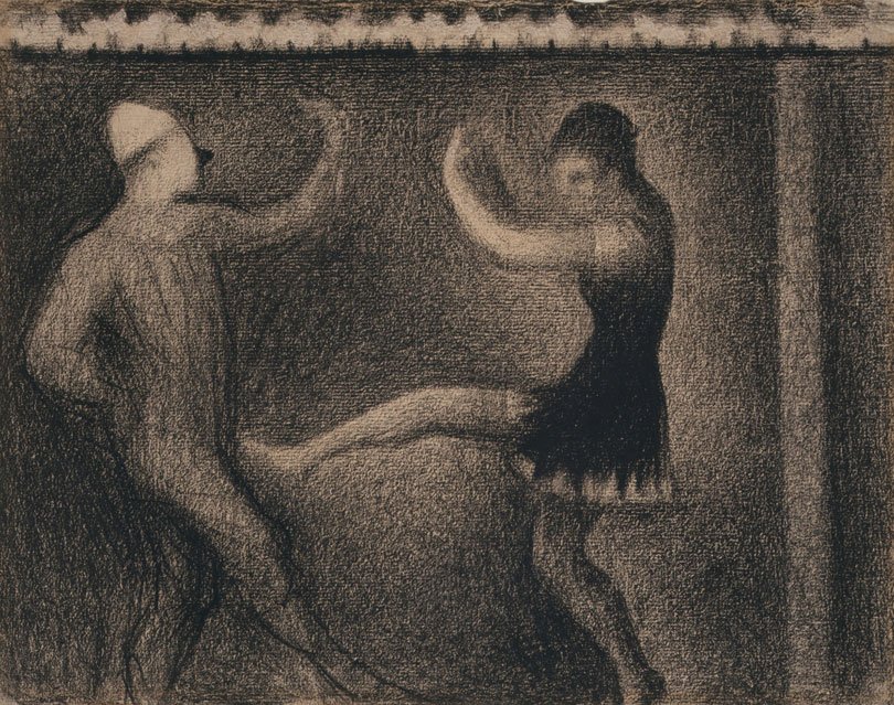 Pierrot and Colombine by Georges Seurat, conté crayon — Georges Seurat