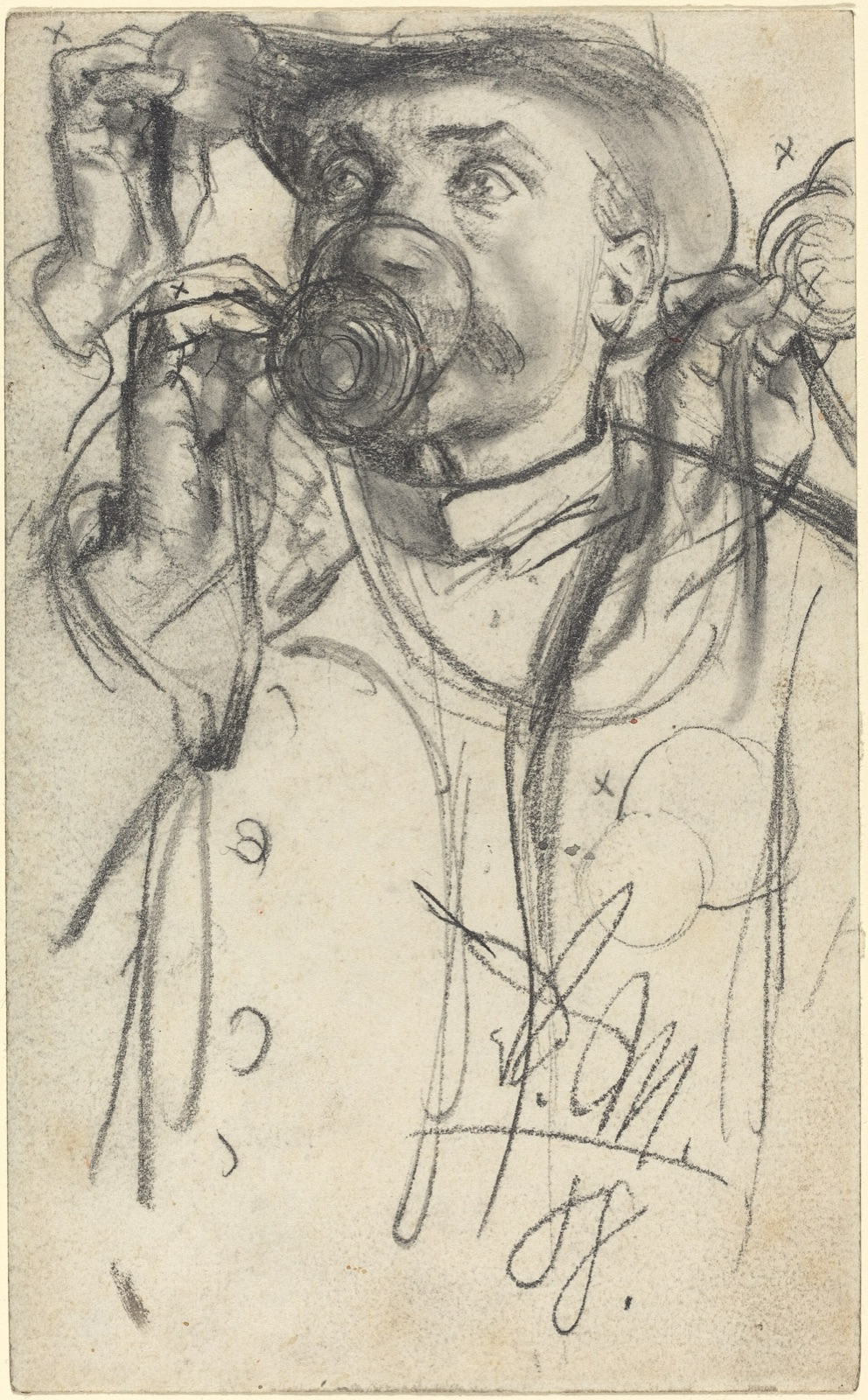 Adolph Menzel, Studies of a Man Drinking, 1888, NGA 62988 — Adolph Menzel