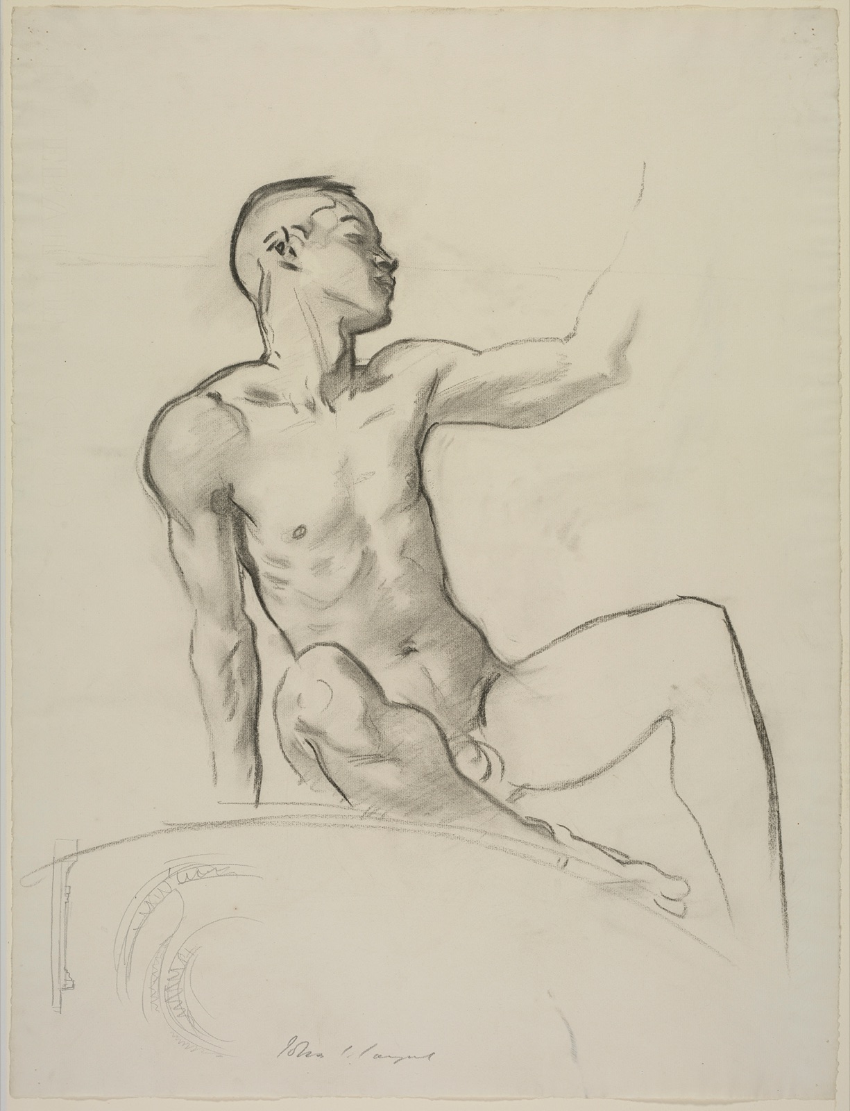 Study of a seated male nude for the Museum of Fine Arts by John Singer Sargent, charcoal on paper — John Singer Sargent