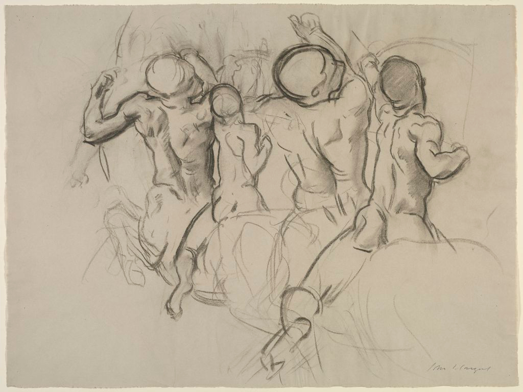Study for Chiron and Achilles for the Rotunda of the Museum of Fine Arts, Boston by John Singer Sargent, charcoal on paper — John Singer Sargent
