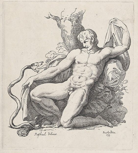Serpent Attacking a Naked Man — Thomas Rowlandson