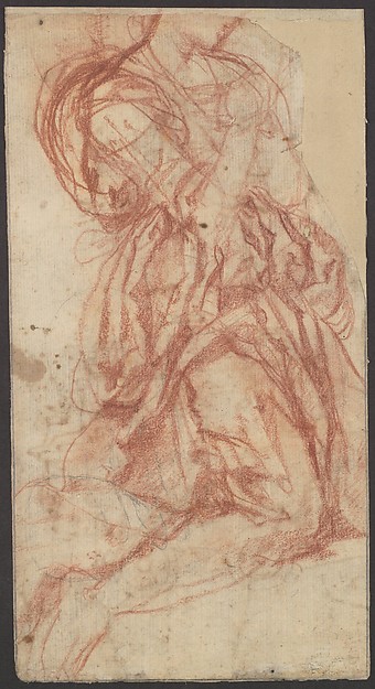 Study of a Kneeling Figure (recto); Design for a Festival Chariot (verso) — Unknown artist