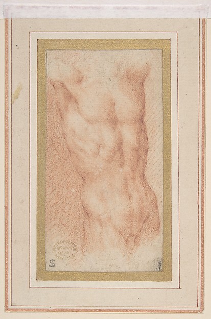 Male Nude Torso with Raised Arms — Parmigianino