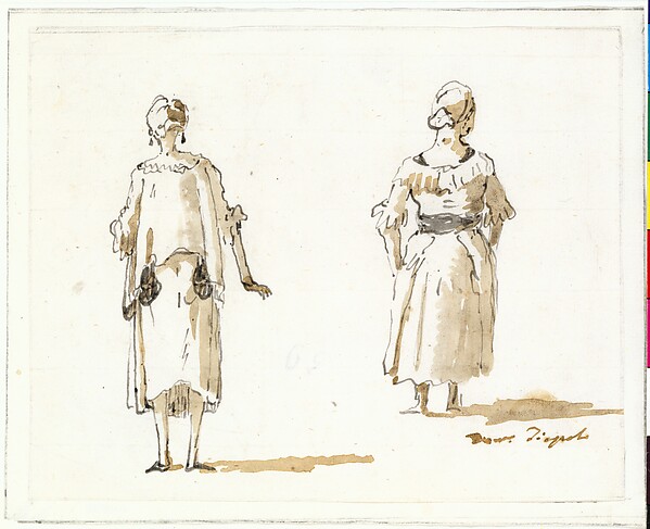 Caricature of Two Women Seen From Behind — Giovanni Domenico Tiepolo