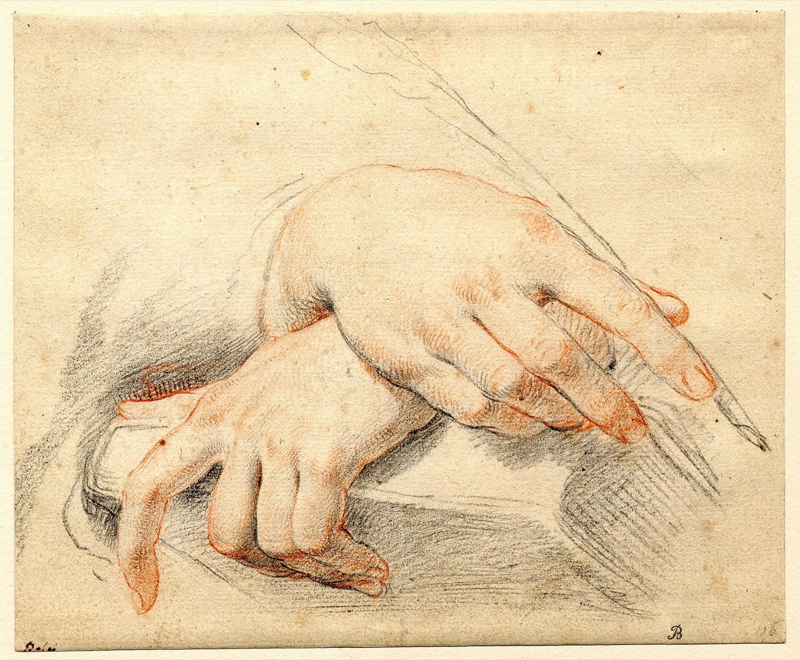 Carlo Dolci - Pair of hands crossed, resting on a book — Carlo Dolci
