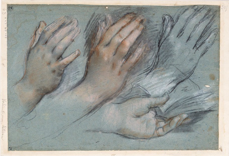 'Studies for the Hands of the Virgin Mary for the Annunciation' by Federico Barocci — Federico Barocci