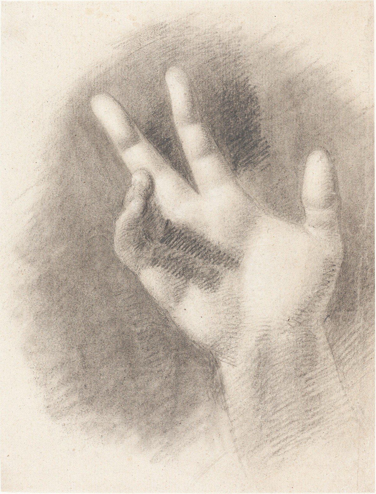 Benjamin Robert Haydon, Study of a Right Hand (recto), NGA 76043 — Benjamin Robert Haydon