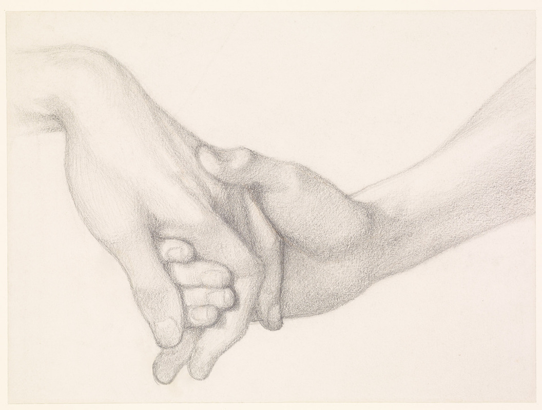 Dante Gabriel Rossetti - Study of Dante holding the hand of Love — Dante Gabriel Rossetti