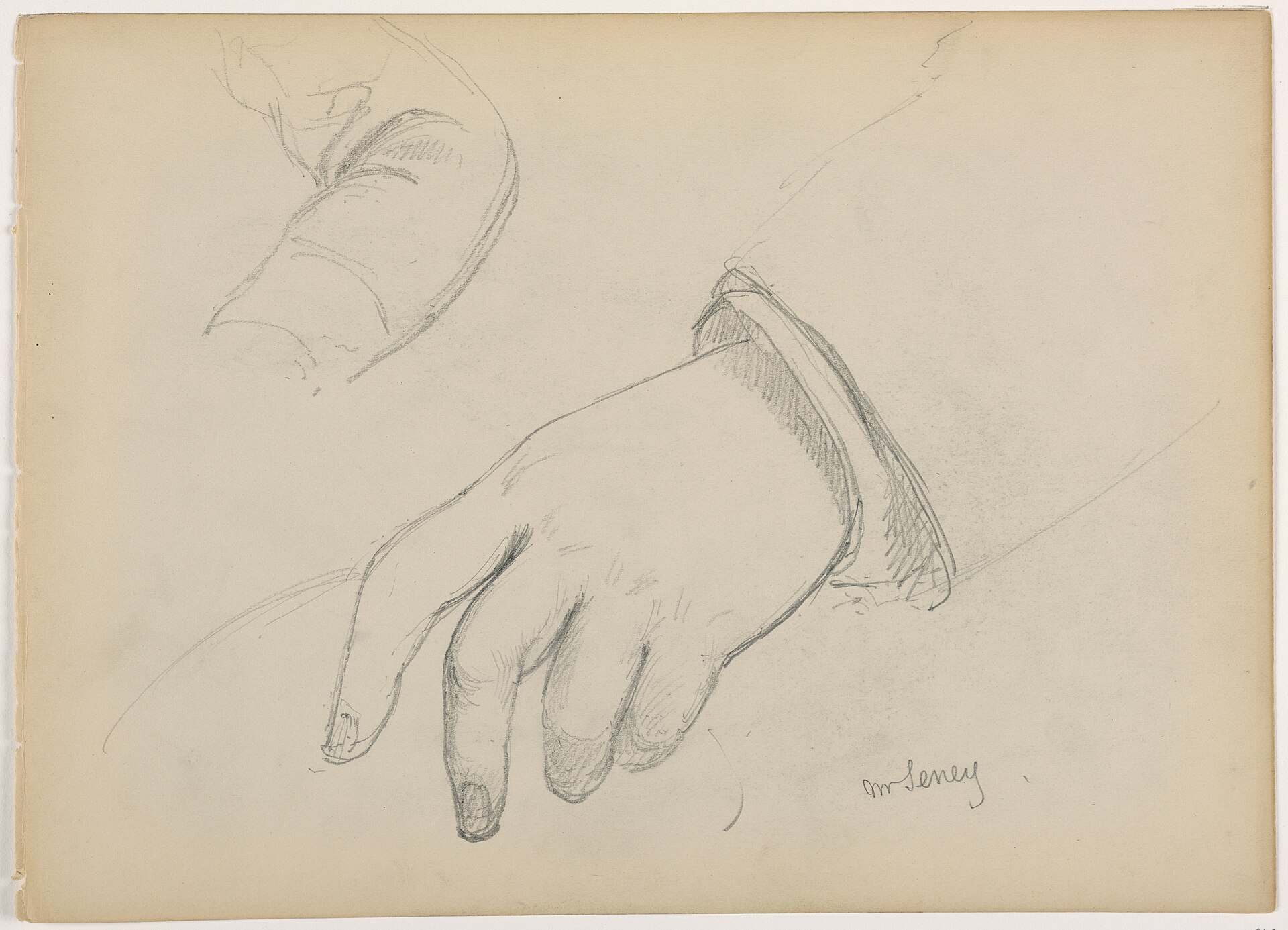 Drawing, George D. Seney, Hand and Arm study; Verso- Left Foot, 1881 (CH 18566813) — Daniel Huntington