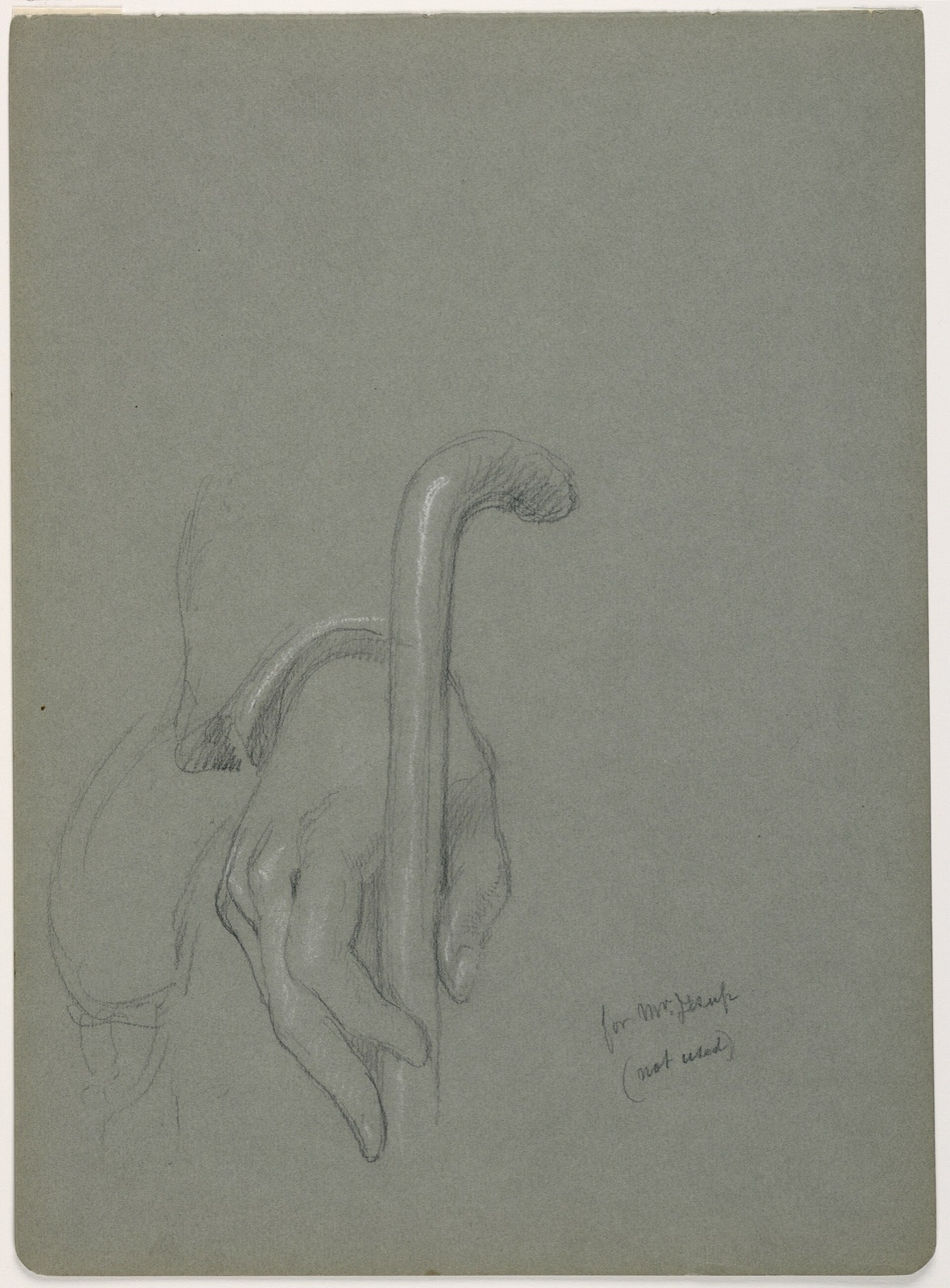 Drawing, Morris K. Jesup, right hand with cane; Verso- Cornelius Vanderbilt, Jr. , two left hand studies, 1895 (CH 18566859) — Daniel Huntington