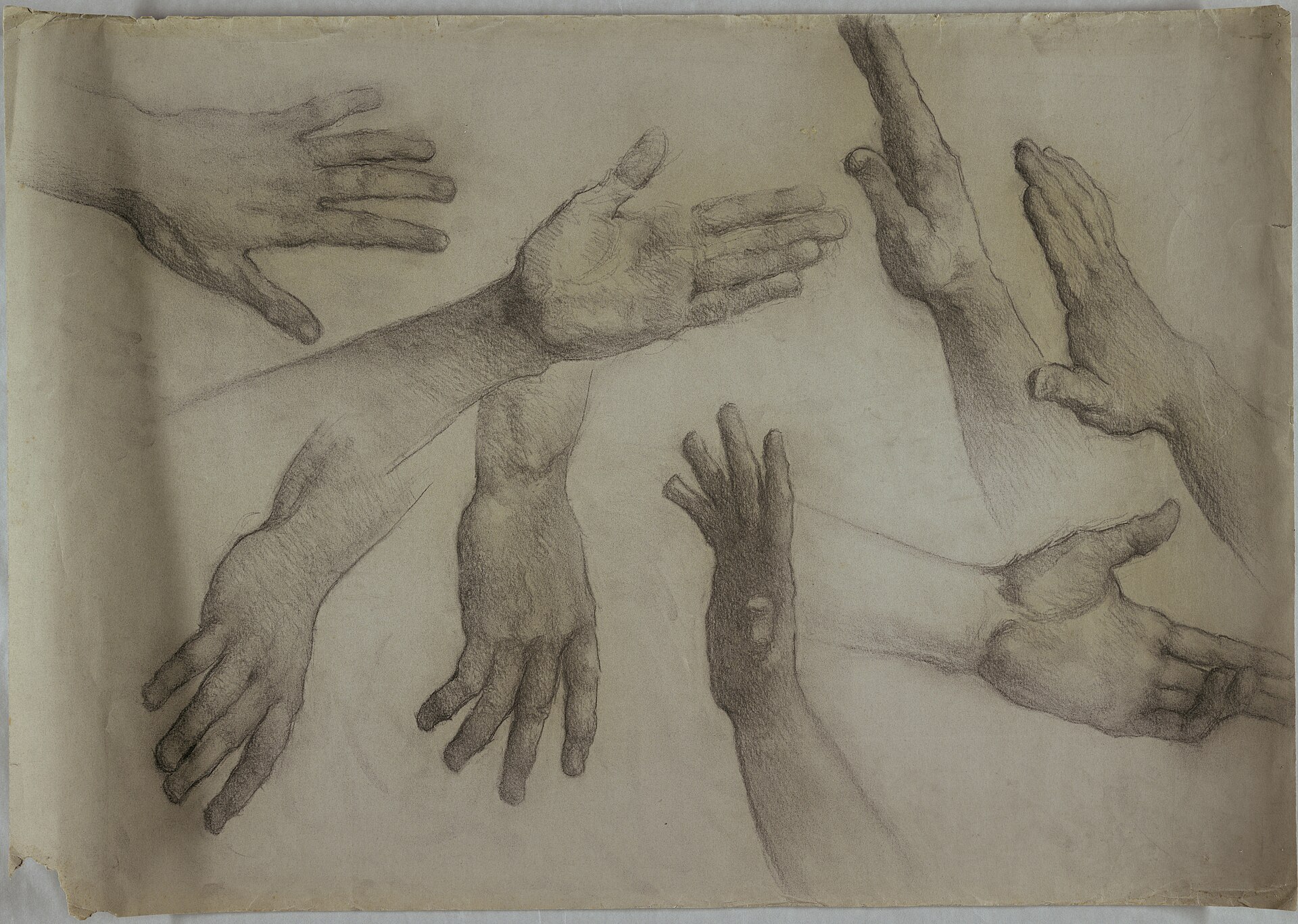 Drawing, Studies of Hands, early 20th century (CH 18467915) — Edwin Blashfield