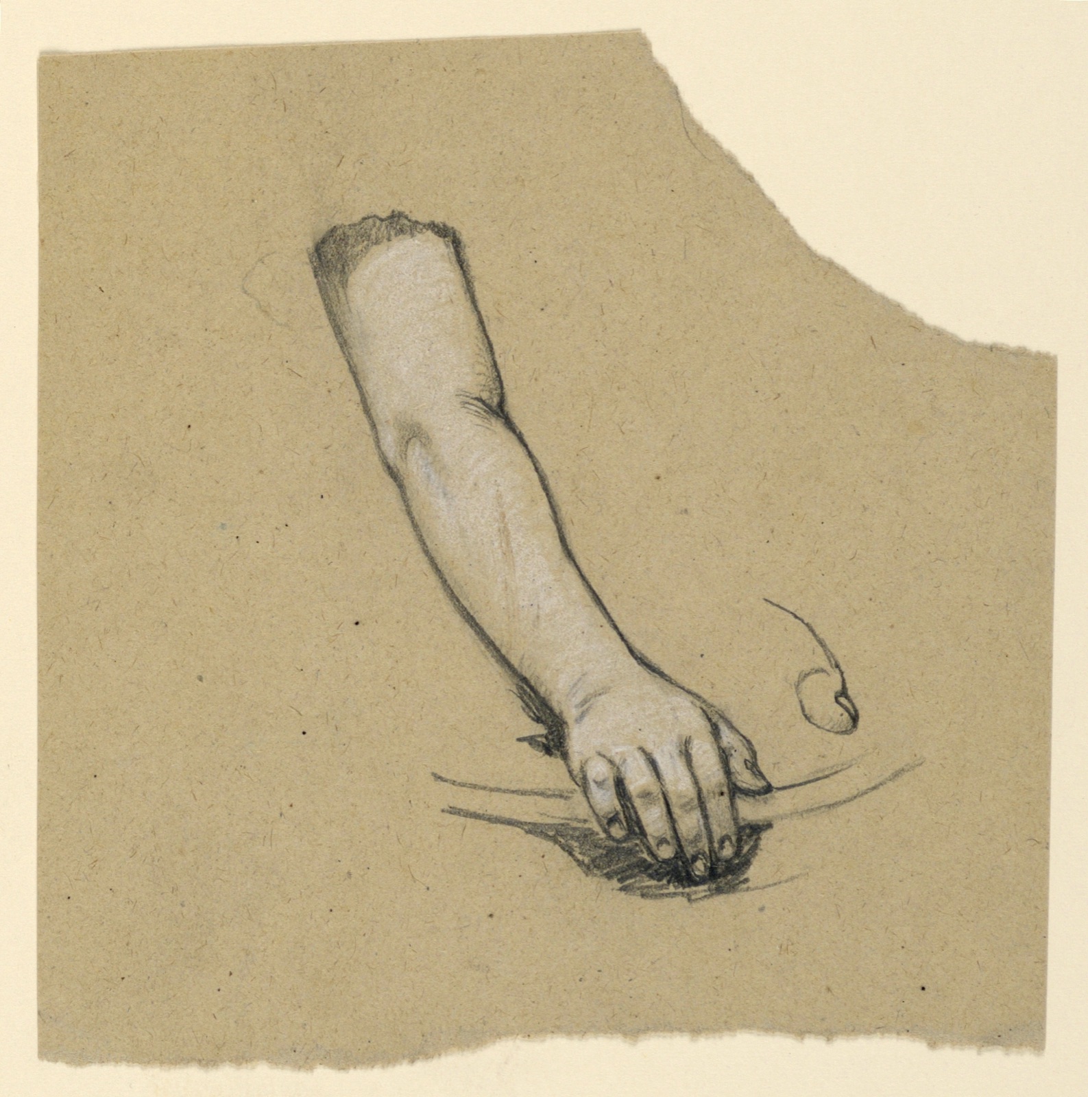 Drawing, study of hand to mid bicep, ca. 1890 (CH 18404495) — Elihu Vedder