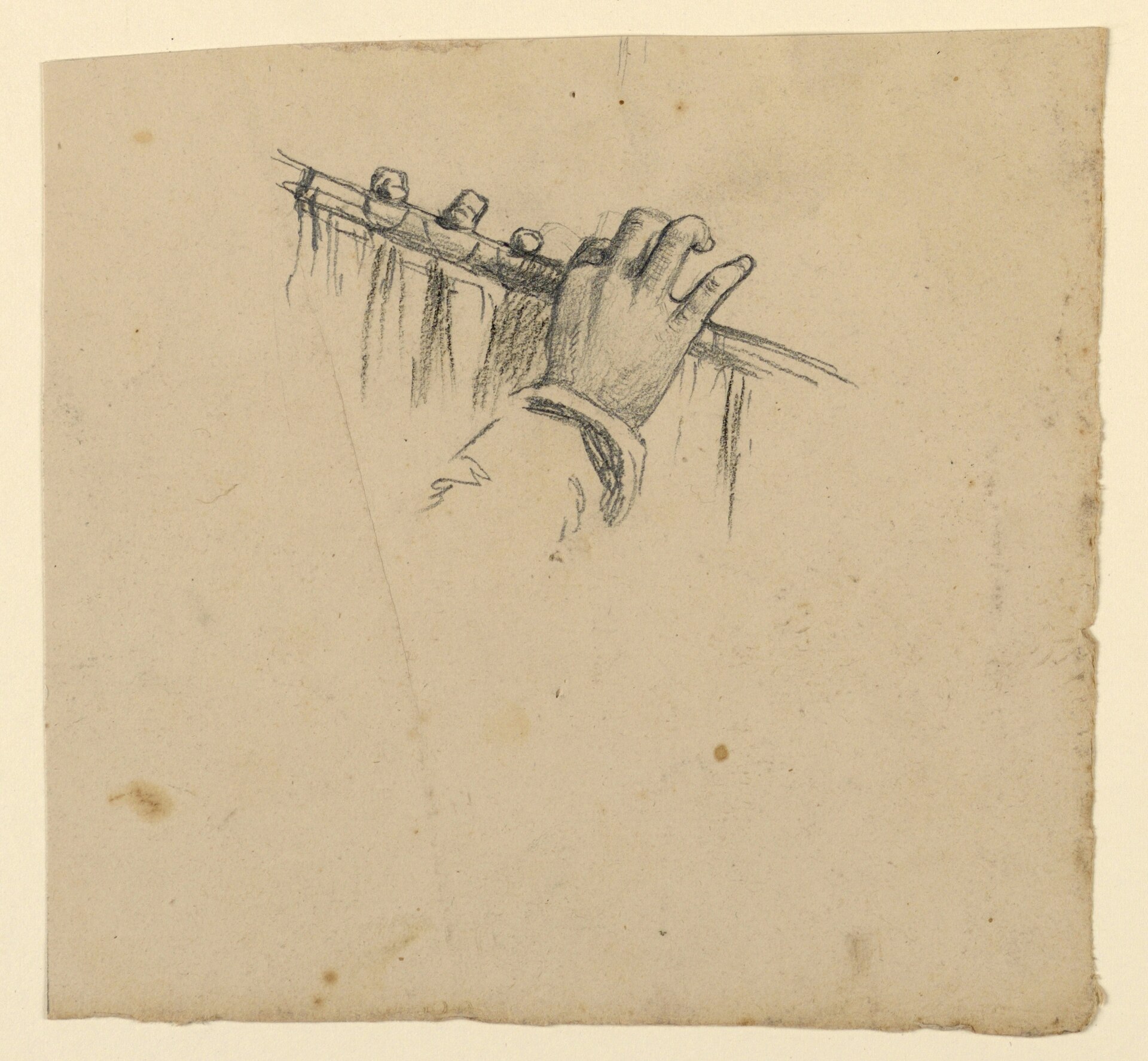 Drawing, study of hands holding flute, ca. 1890 (CH 18404431) — Elihu Vedder