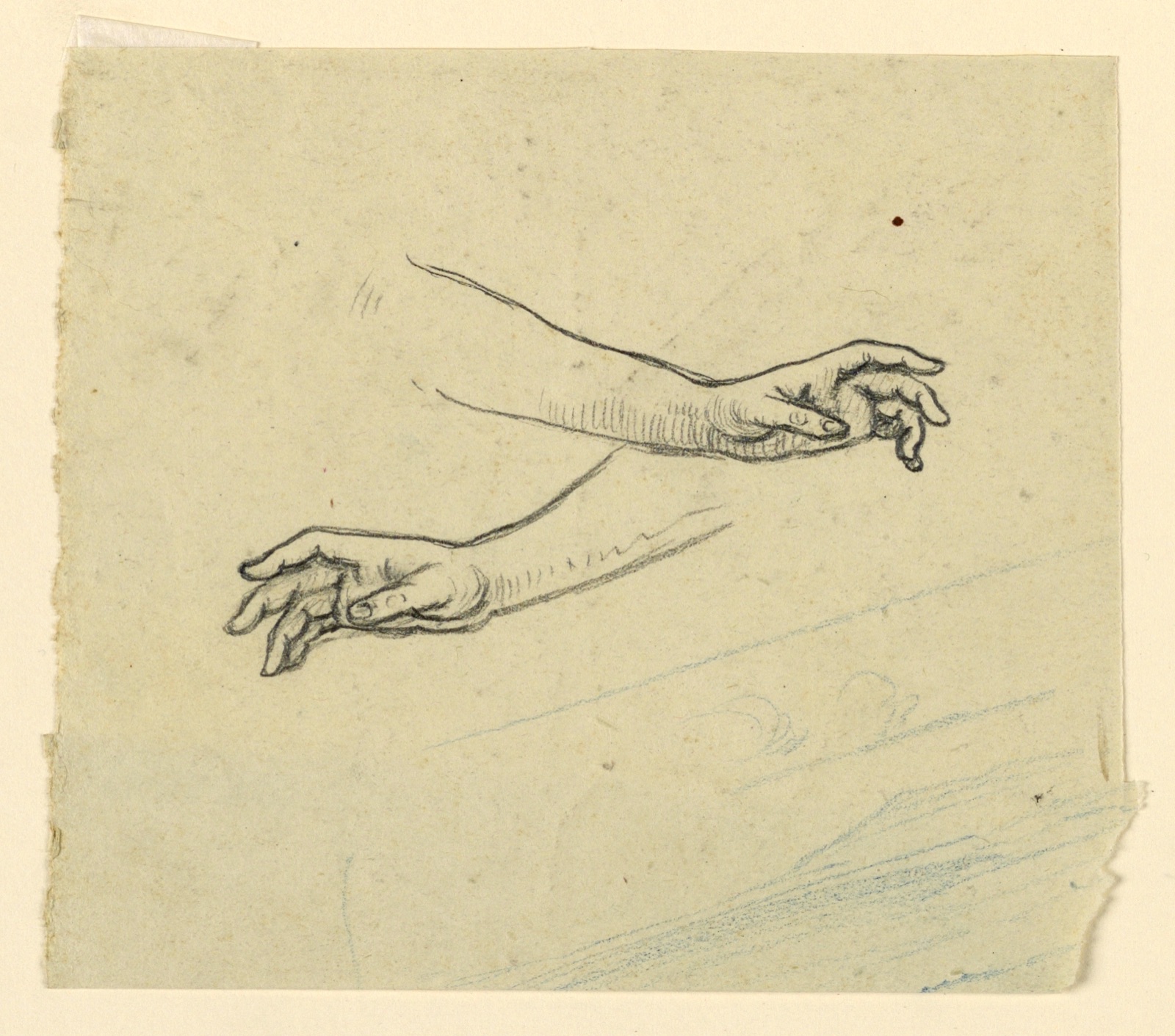 Drawing, Study of two hands reaching, ca. 1890 (CH 18404433) — Elihu Vedder