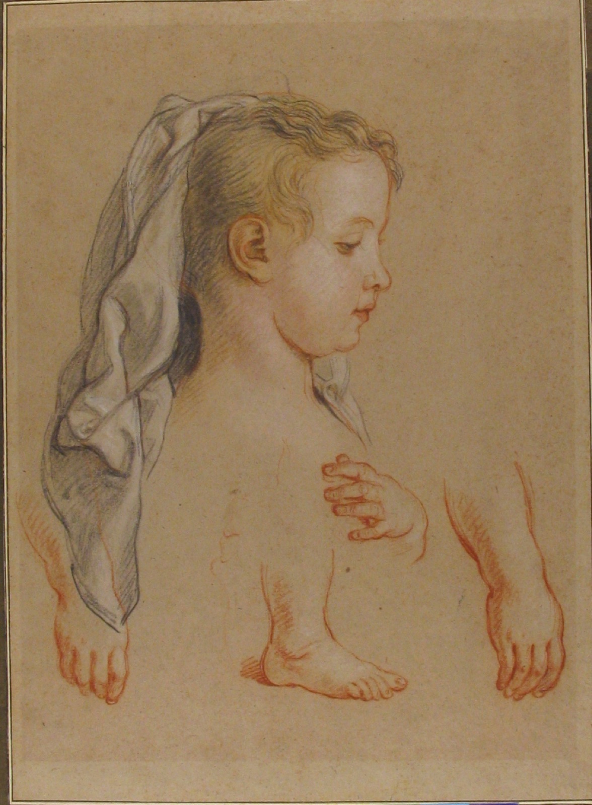 Head of a Young Girl and Studies of Hands and of her Right Foot MET 1980.321 — Charles de La Fosse