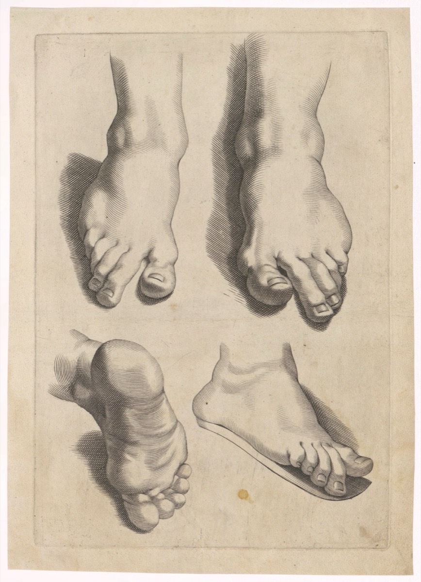 Tekenvoorbeeld van voeten, objectno PK.OP.16006 — Paulus Pontius, naar: Peter Paul Rubens, Alexander Voet