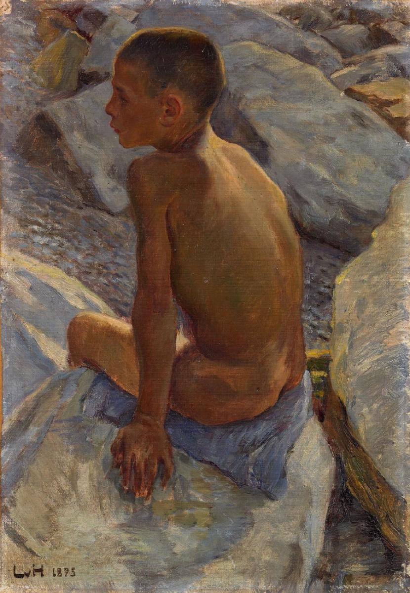 Ludwig von Hofmann - Sitzender Knabe - Rückenakt 1895 — Ludwig von Hofmann