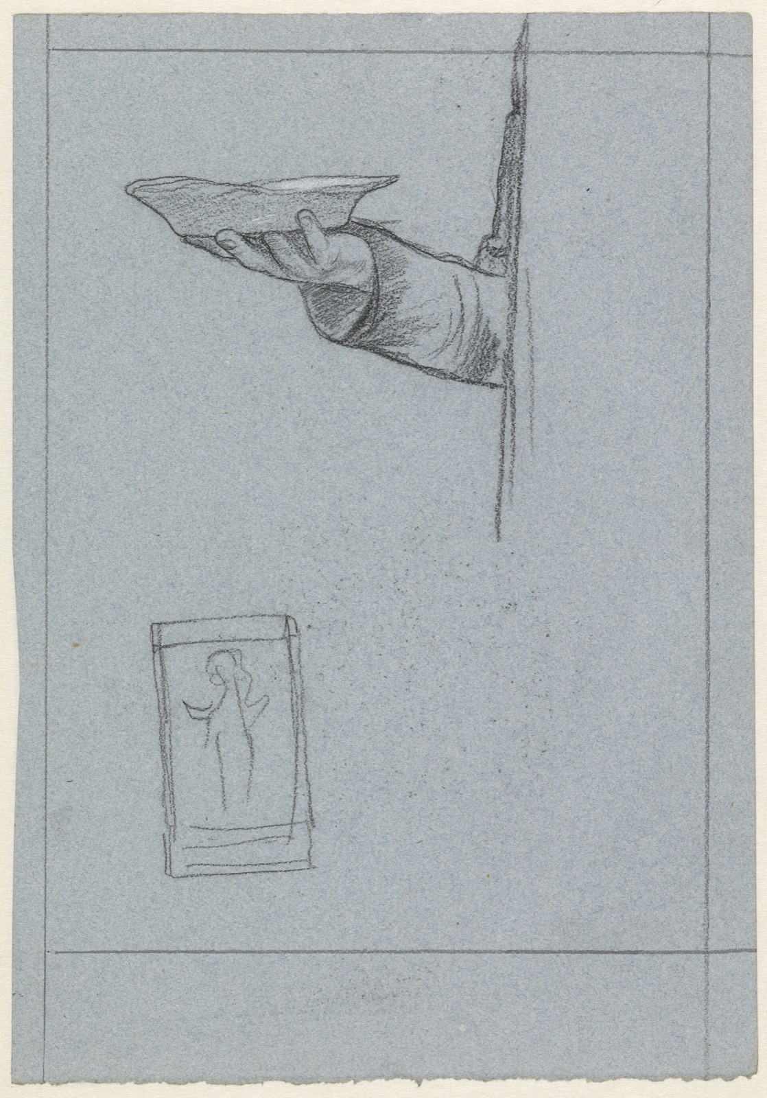 Studie van een hand met een schaaltje, RP-T-1962-261 — Unknown artist
