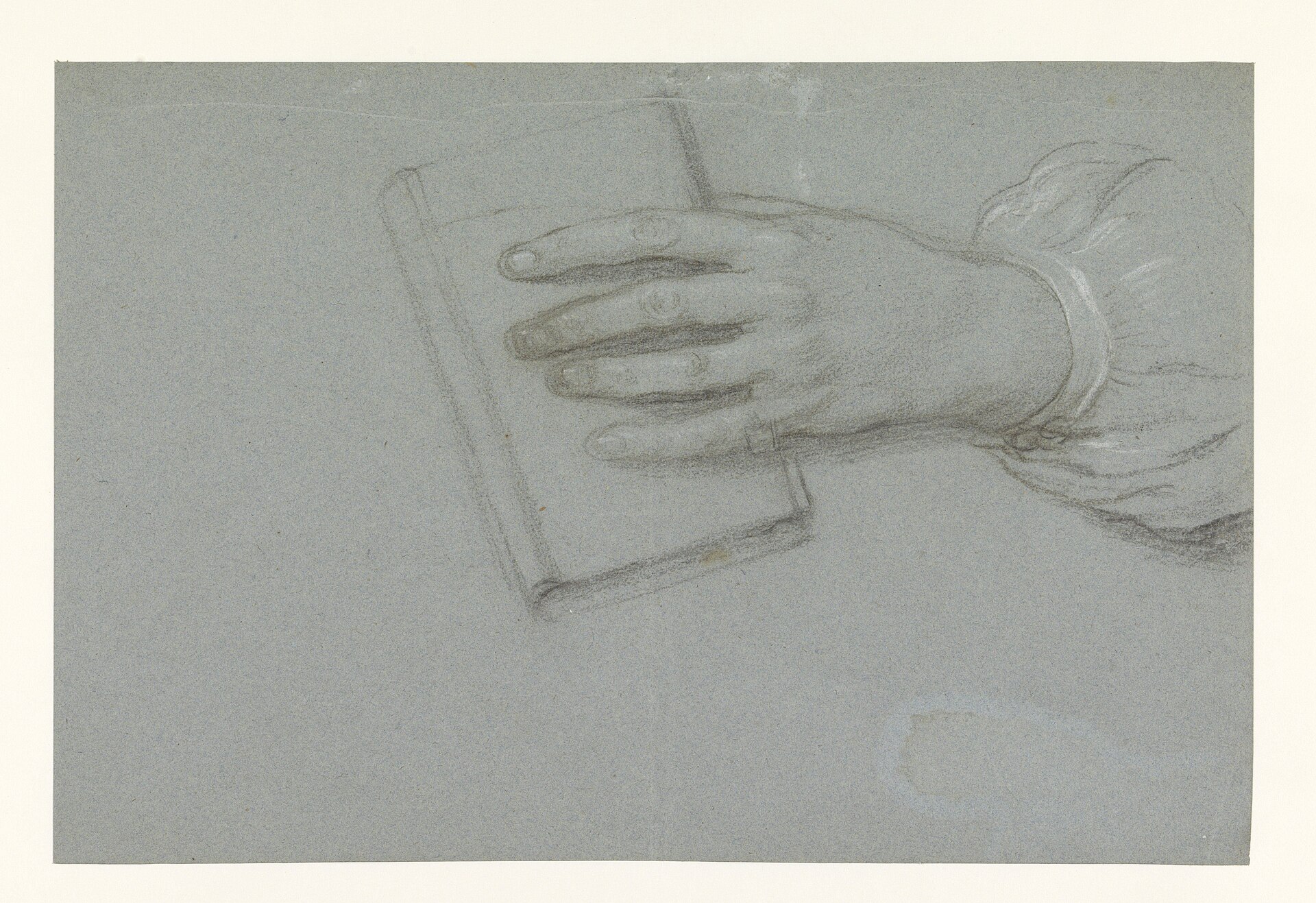 Studie van een hand, een boek vasthoudend, RP-T-00-452(R) — Unknown artist