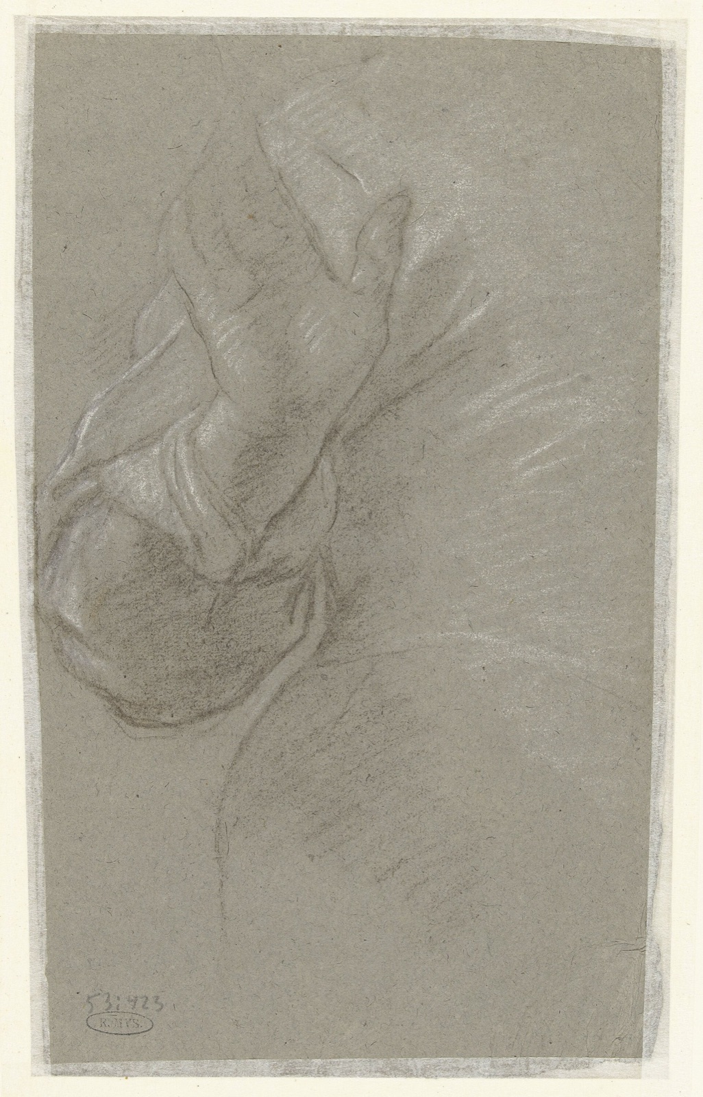 Studie van een romp en hand Schetsbladen met figuurstudies (serietitel), RP-T-1953-423(V) — Artista ignoto