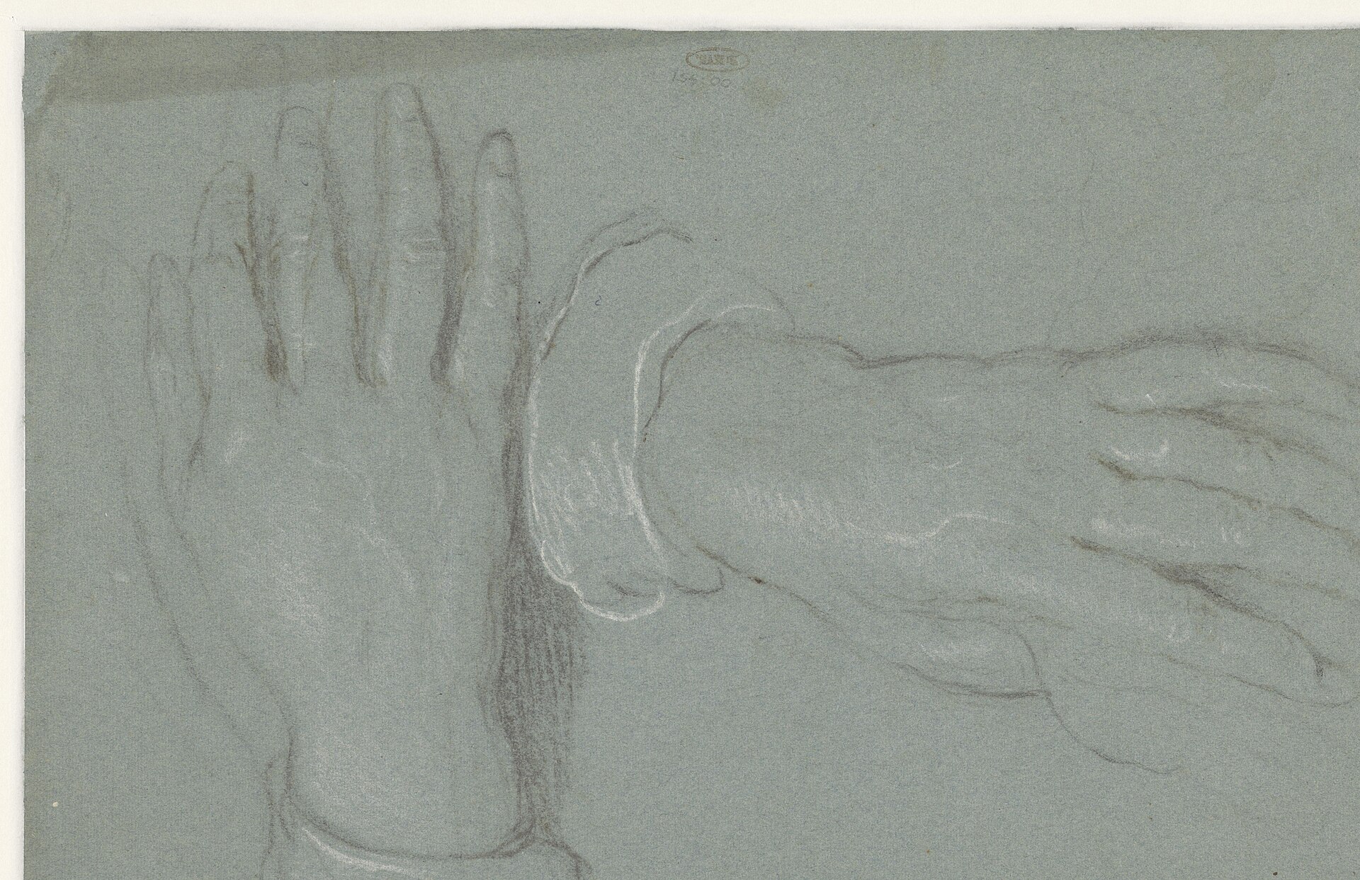 Studie van twee vlak liggende handen, RP-T-00-451(V) — Artiste inconnu