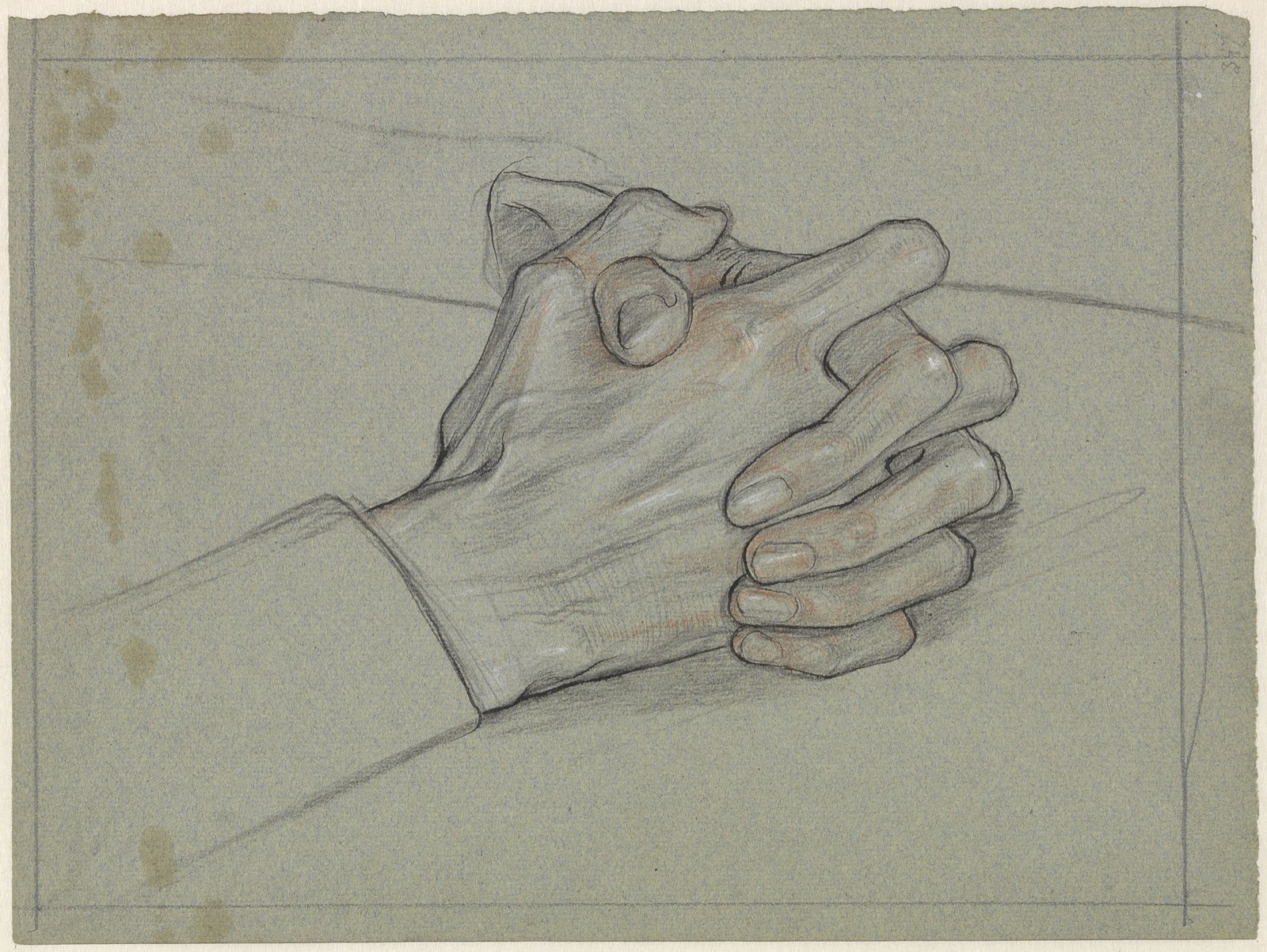 Studie van gevouwen handen, voor het portret van mevrouw Ragazzi-van den Wall Bake, RP-T-1962-269 — Artiste inconnu