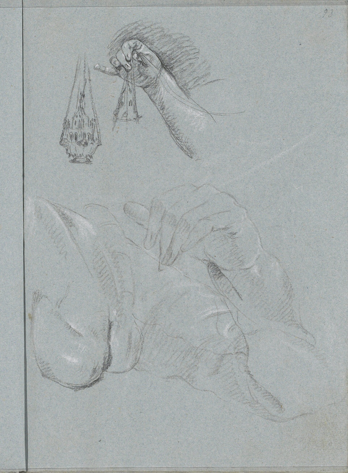 Hand met wierookvat en een gebogen arm, RP-T-1953-359A-93 — Artiste inconnu