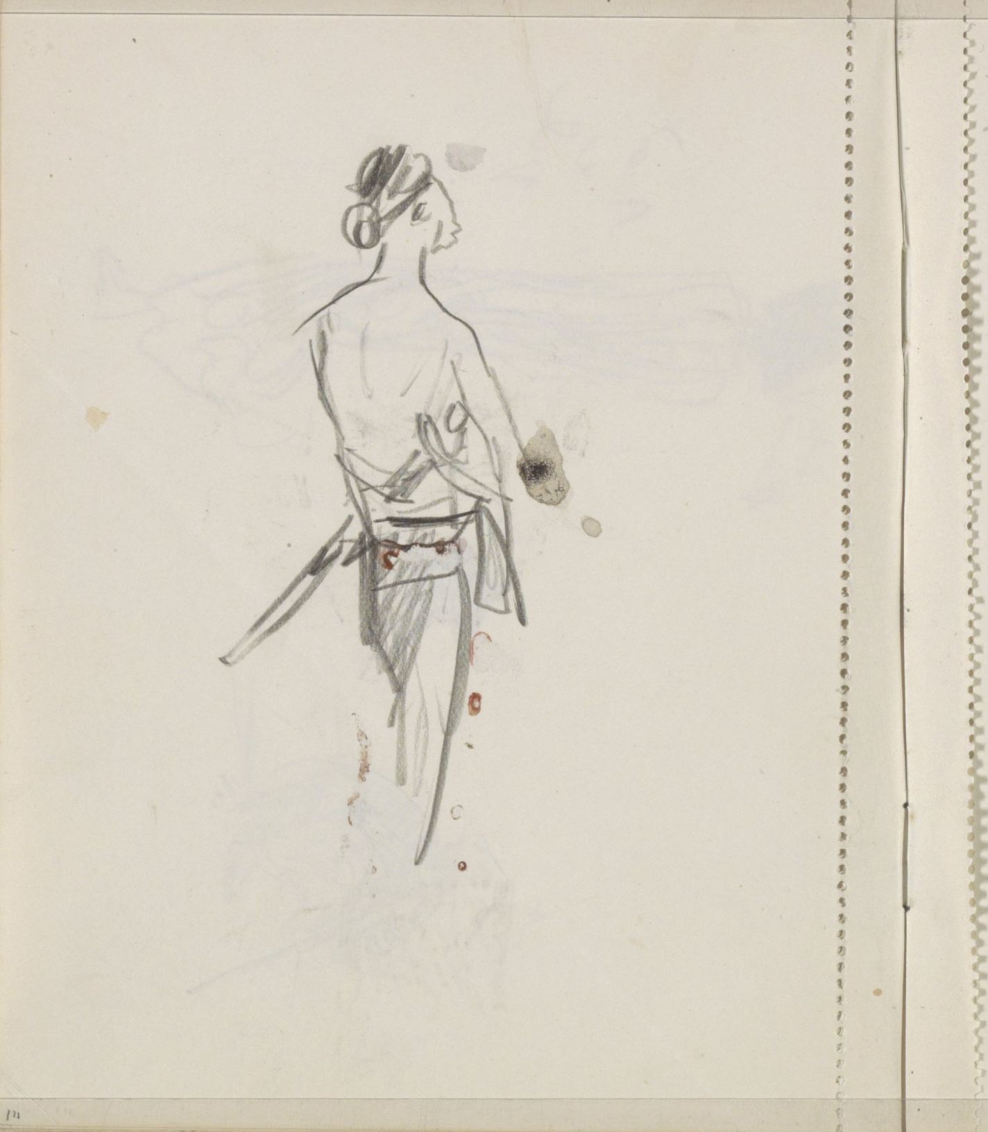 Indonesische man met een zwaard, op de rug gezien, RP-T-1949-679-111 — Unbekannter Künstler