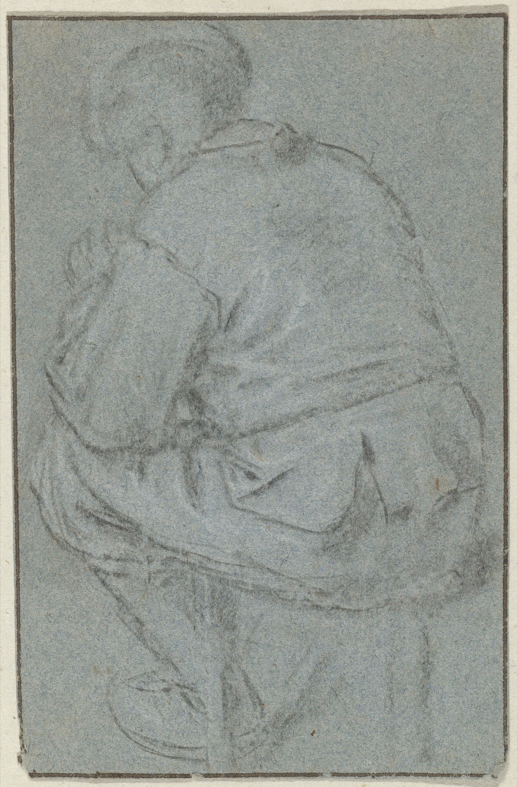 Op kruk zittende man, op de rug gezien, RP-T-1981-324 — Unknown artist