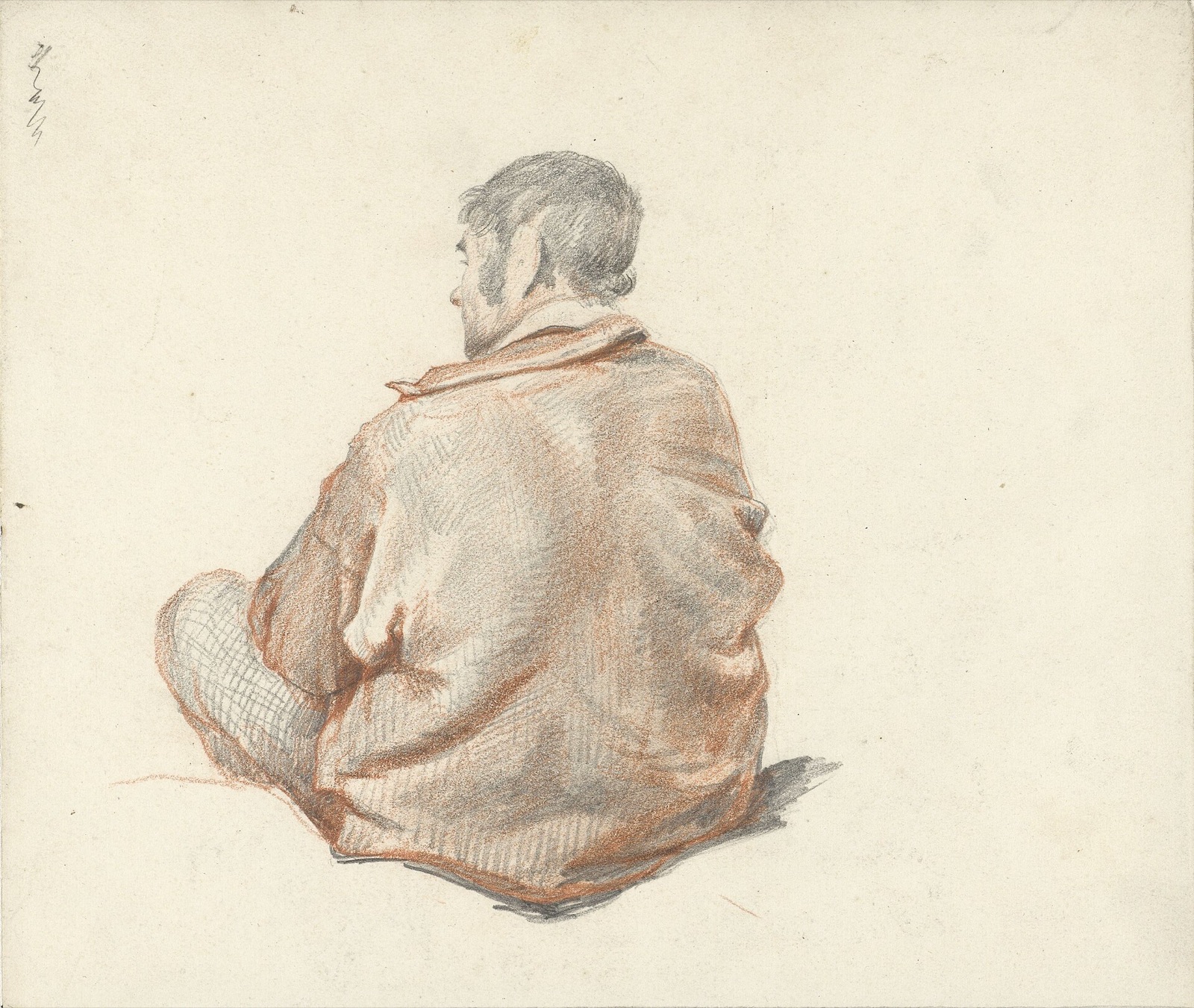 Zittende man, op de rug gezien, RP-T-1949-705(R) — Unbekannter Künstler