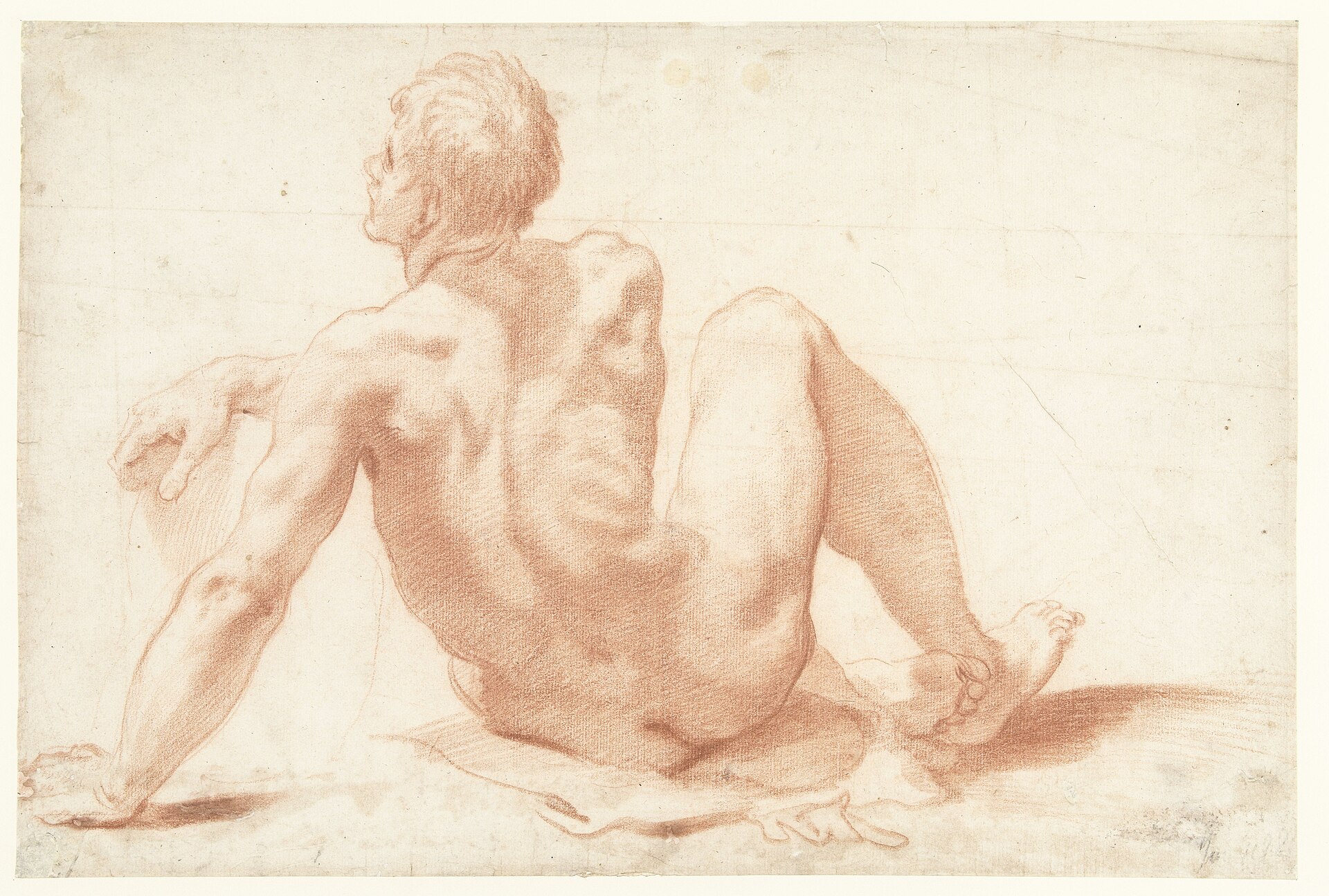 Studie van een zittend mannelijk naakt, RP-T-1952-40 — Artista ignoto