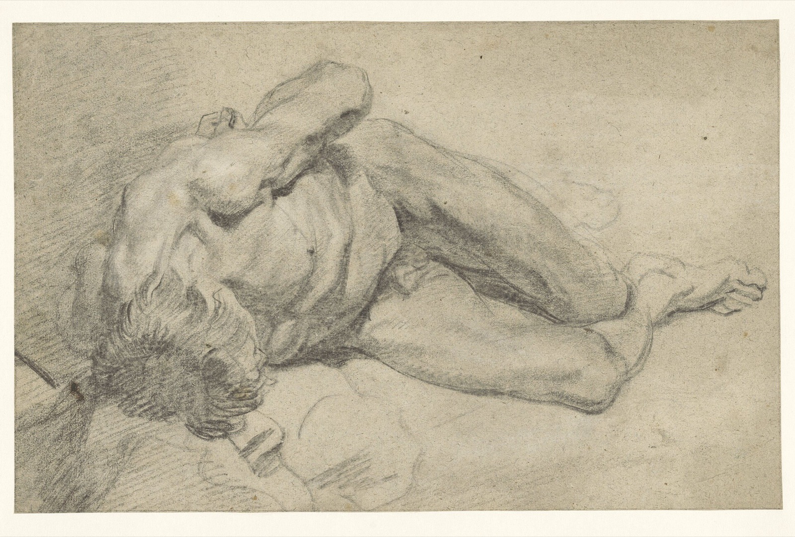 Studie van een liggend mannelijk naakt, RP-T-1887-A-1389 — Artista ignoto