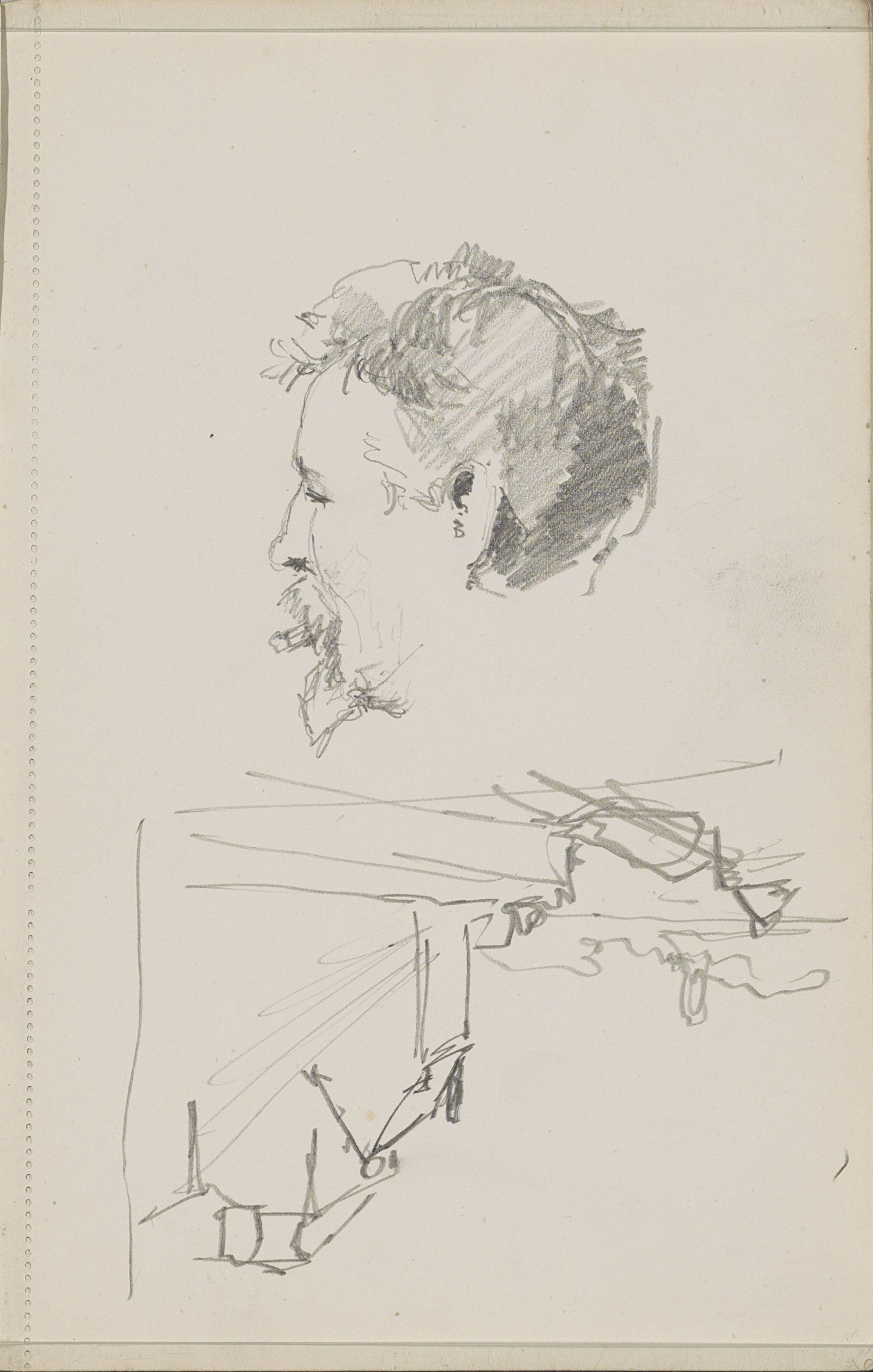Kop van een man met een sigaret in de mond, RP-T-1998-64-7(R) — Artiste inconnu