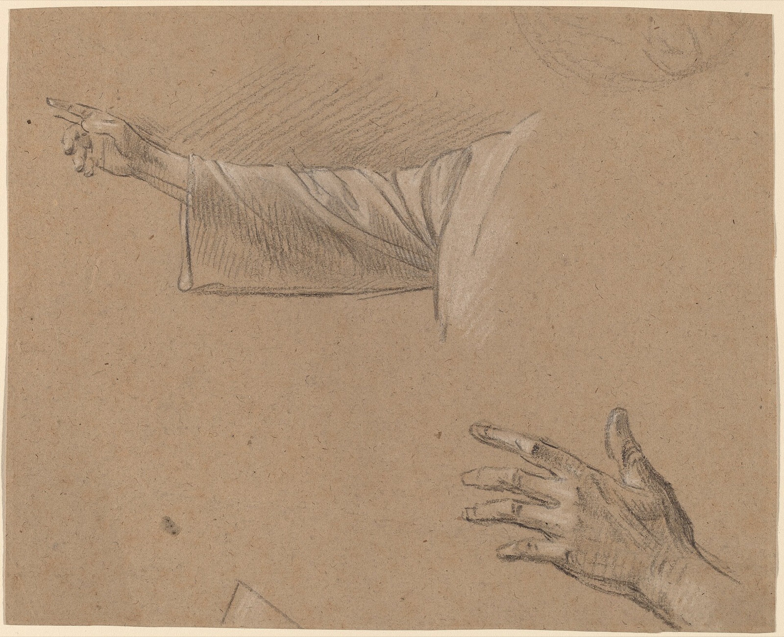 Benjamin West, Study of a Right Arm and a Left Hand, NGA 76187 — Benjamin West
