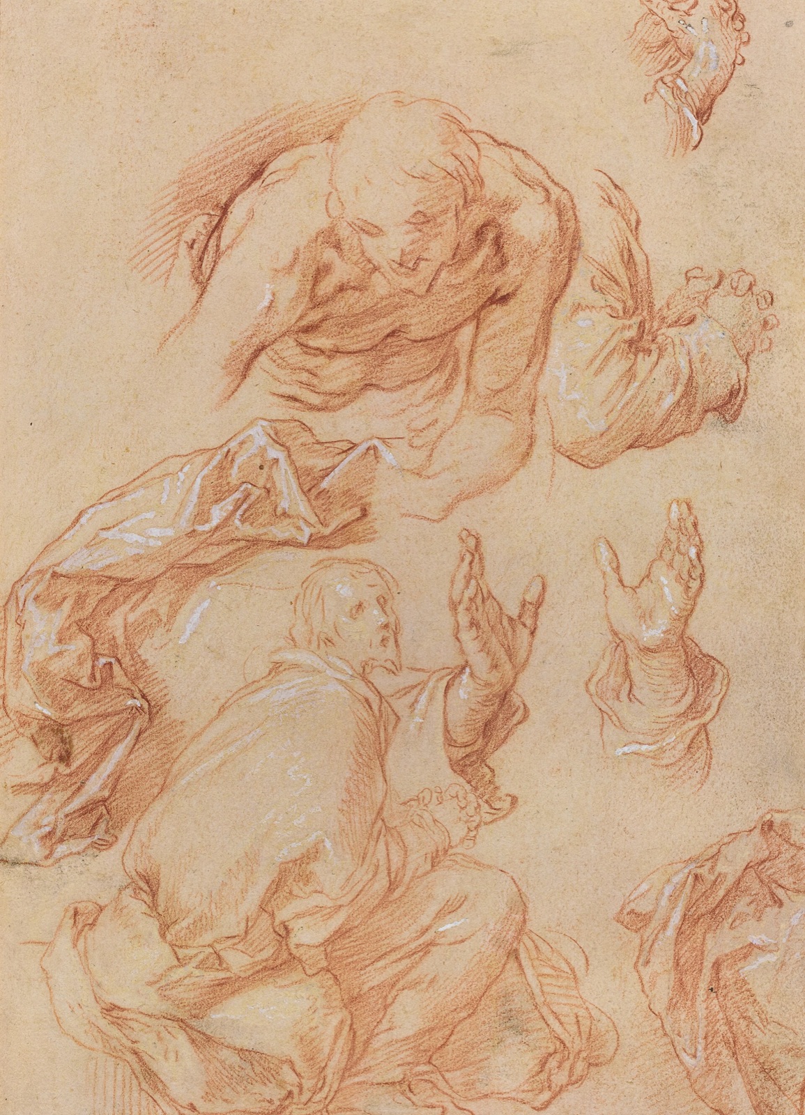 Abraham Bloemaert, Studies of Hands and Bending Figures (verso), NGA 65573 — Abraham Bloemaert
