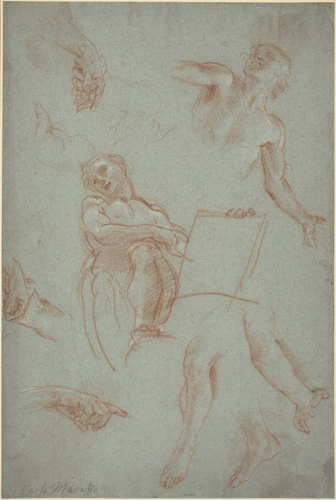 Agostino Masucci, Sheet of Studies with Figures, Hands, and Feet, NGA 143860 — Agostino Masucci